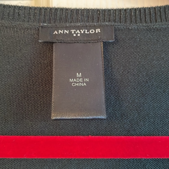 Ann Taylor V Neck Sweater with Sheer Sleeves Size M - Picture 6 of 8